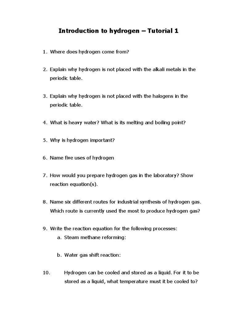 Introduction To Hydrogen - Tutorial 1 | PDF | Art | Technology ...