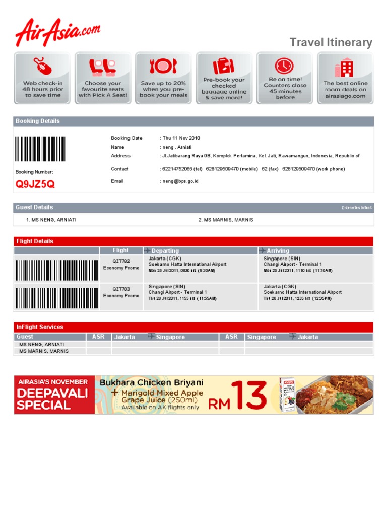AirAsia Tiket | PDF | Baggage | Identity Document