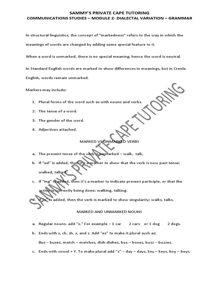 Dialectal Variation in Grammar | PDF | Verb | English Language