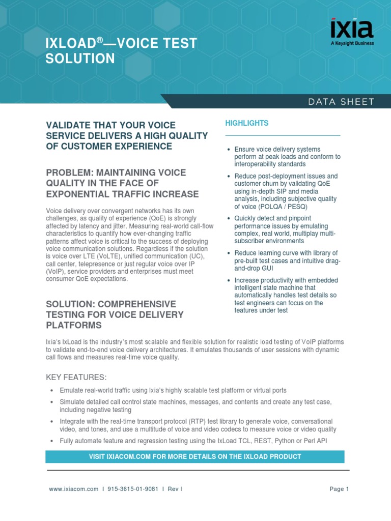 Ixload - Voice Test Solution: Validate That Your Voice Service Delivers ...