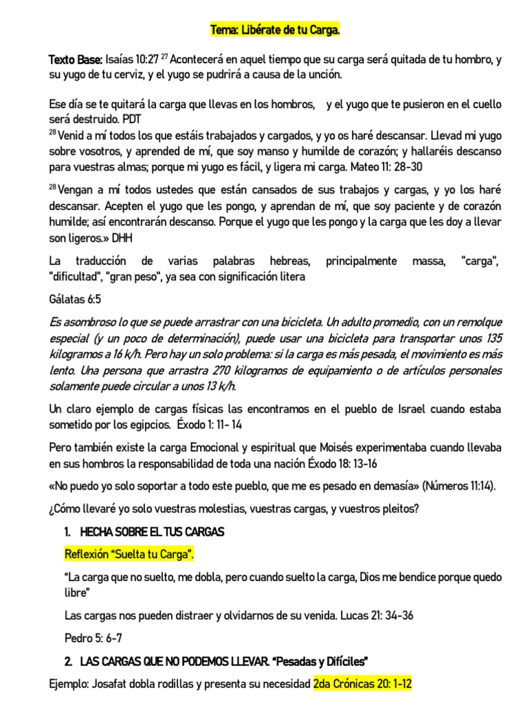 Liberate de Las Cargas PDF Contenido bíblico Biblia