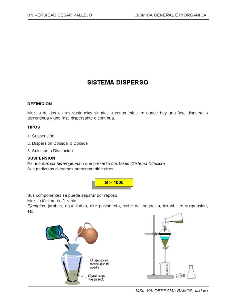 Sistemas Dispersos en Química | PDF | Coloide | Concentración