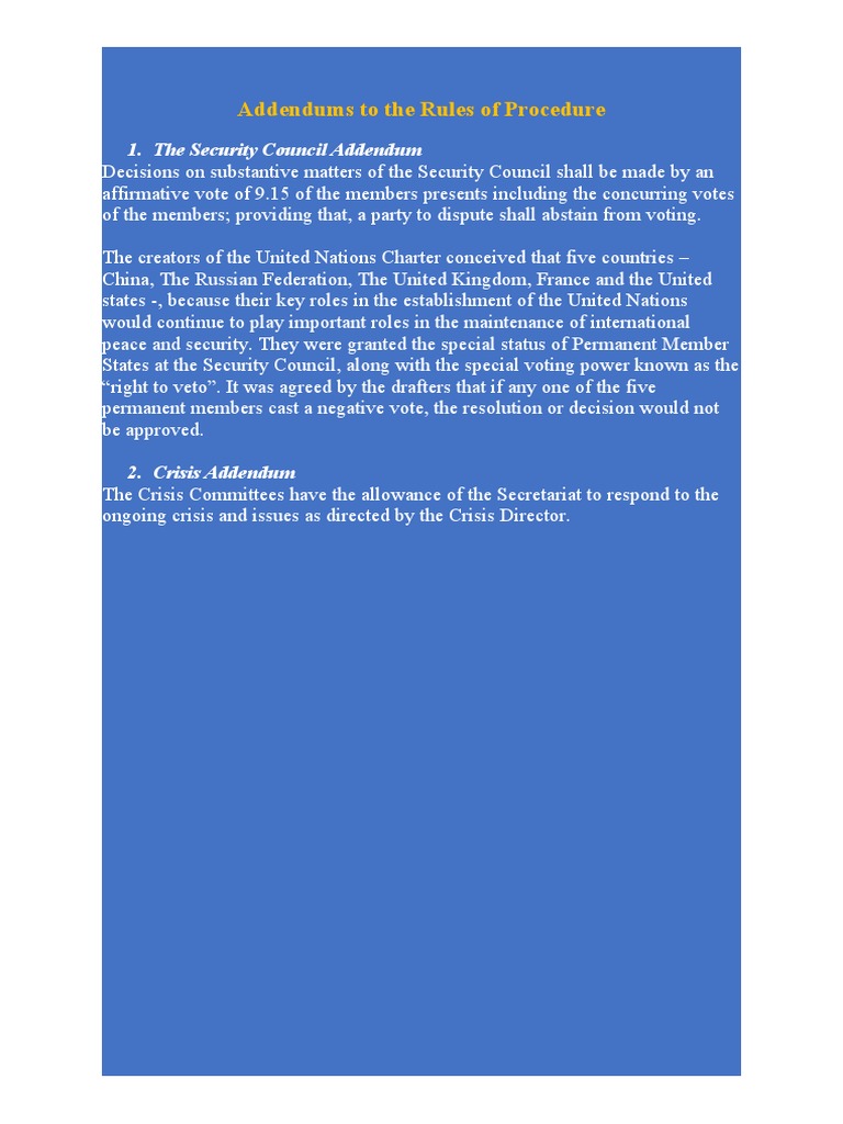 UN Security Council Procedure Addendums | PDF