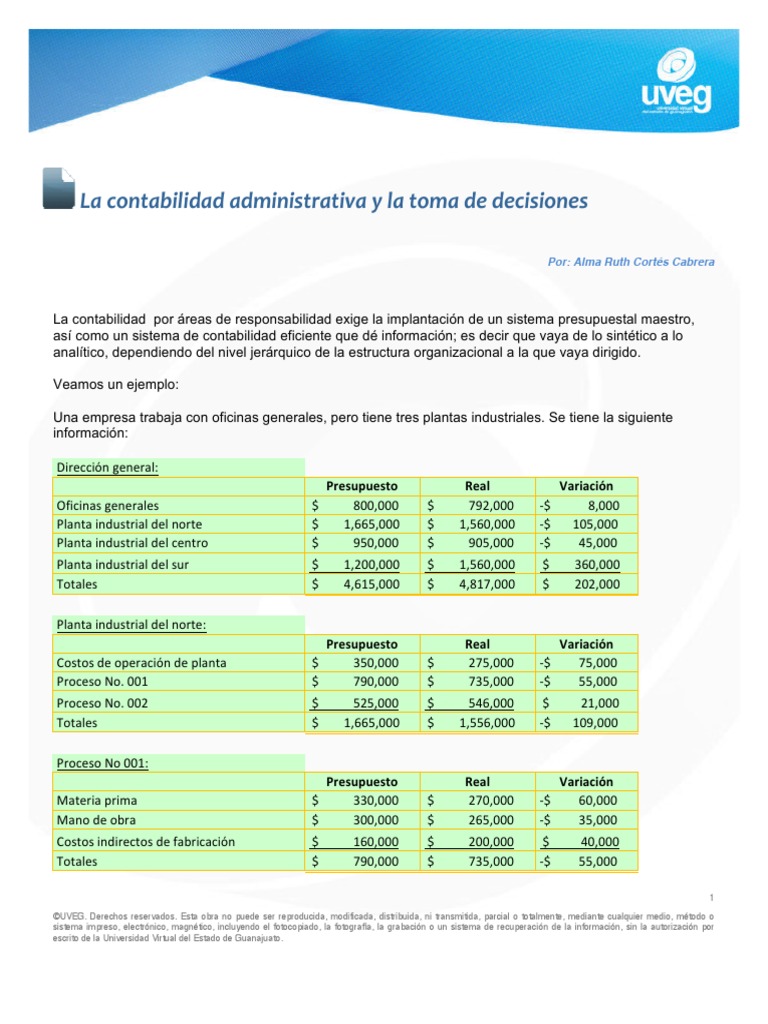 La Contabilidad Administrativa y La Toma de Decisiones. | PDF ...