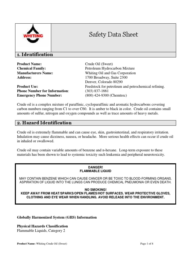 MSDS Crude Oil by Whiting. Rev 2013 PDF Personal Protective