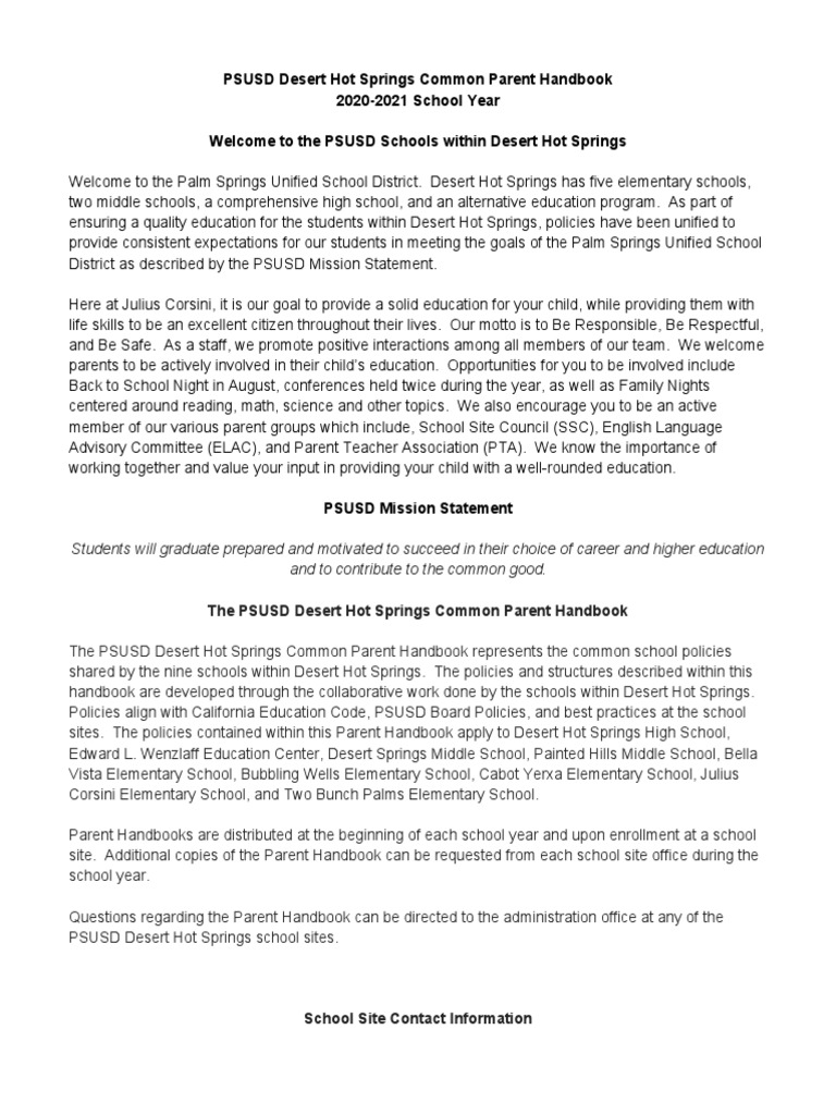 Dhs English Common Parent Handbook 20-21 2 | PDF | Clothing | Schools