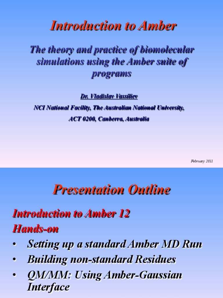 Amber 12 Intro Pdf Force Field Chemistry Molecular Dynamics