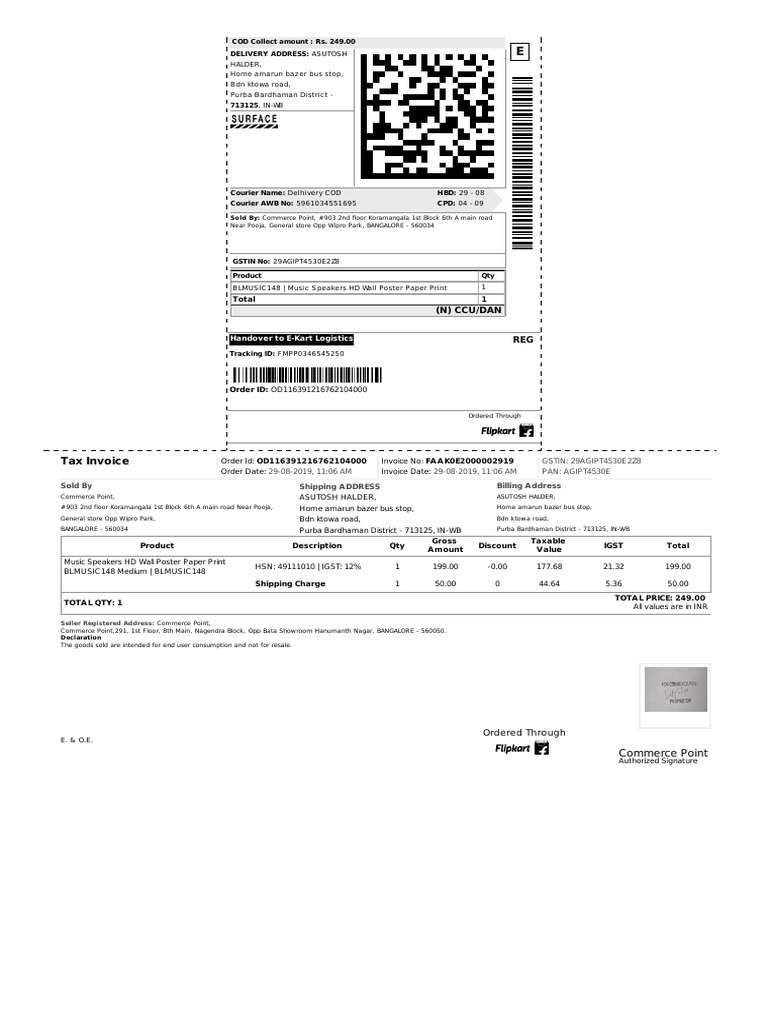 Music Speakers Invoice - Commerce Point | PDF | Public Finance ...