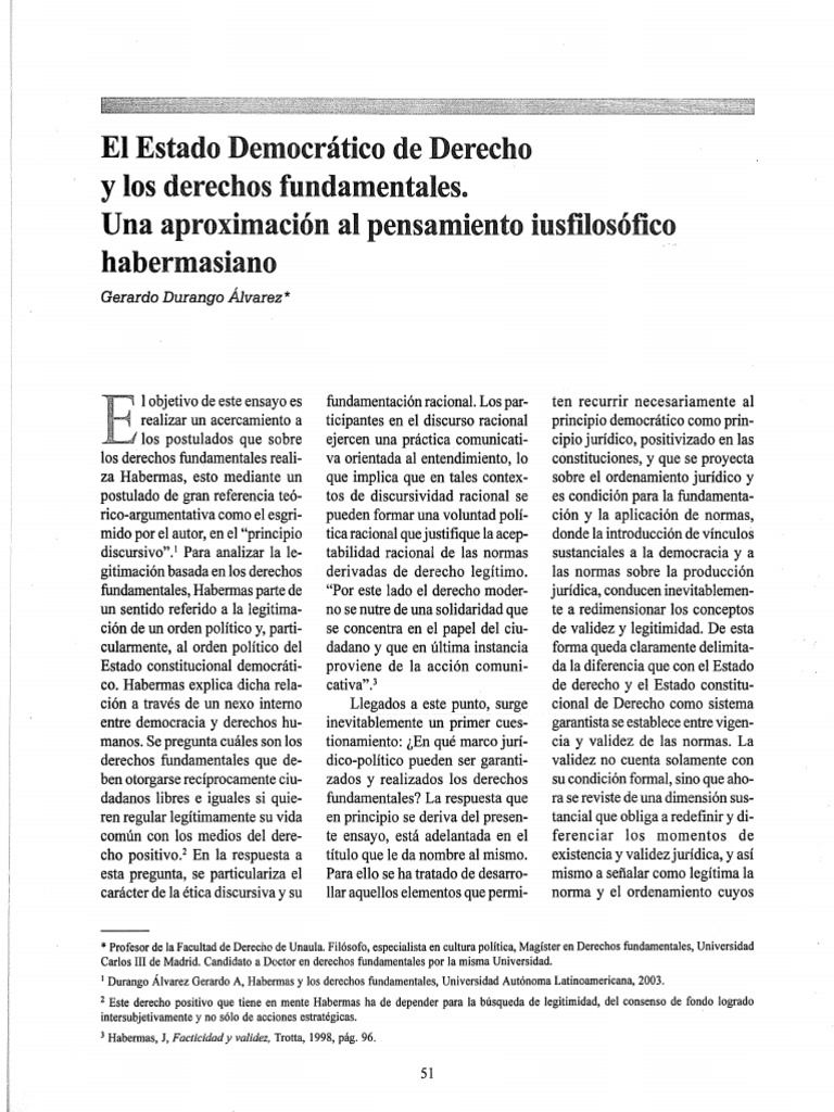 El Estado Democrático de Derecho y Derechos Fundamentales PDF | PDF ...