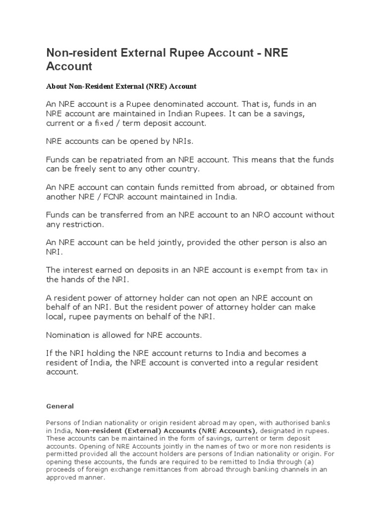 Understanding NRE Accounts in Banking | PDF | Financial Transaction | Banks