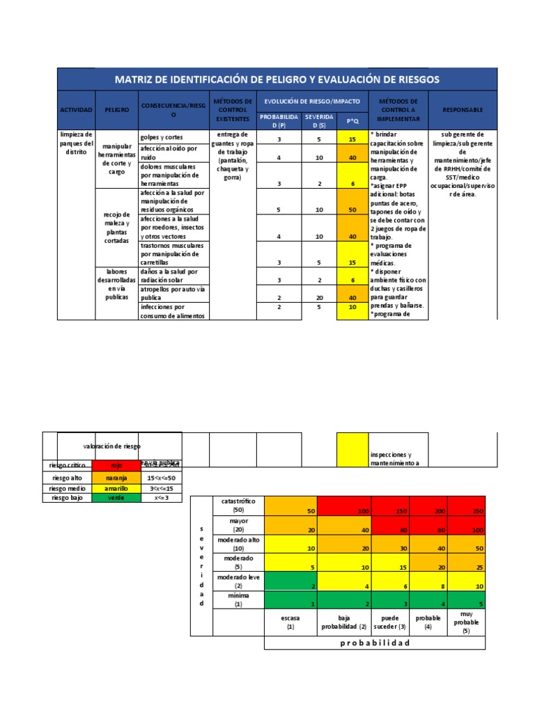 Matriz de Identificación de Peligro y Evaluación de Riesgos (Iperc ...