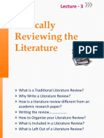 Critically Reviewing The Literature: Lecture - 3