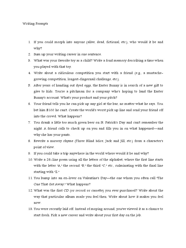 Writing Prompts | PDF