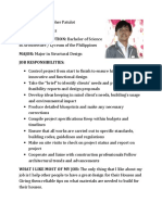 NAME: Ian Christopher Patulot POSITION: Architect DEGREE / INSTITUTION: Bachelor of Science MAJOR: Major in Structural Design Job Responsibilities