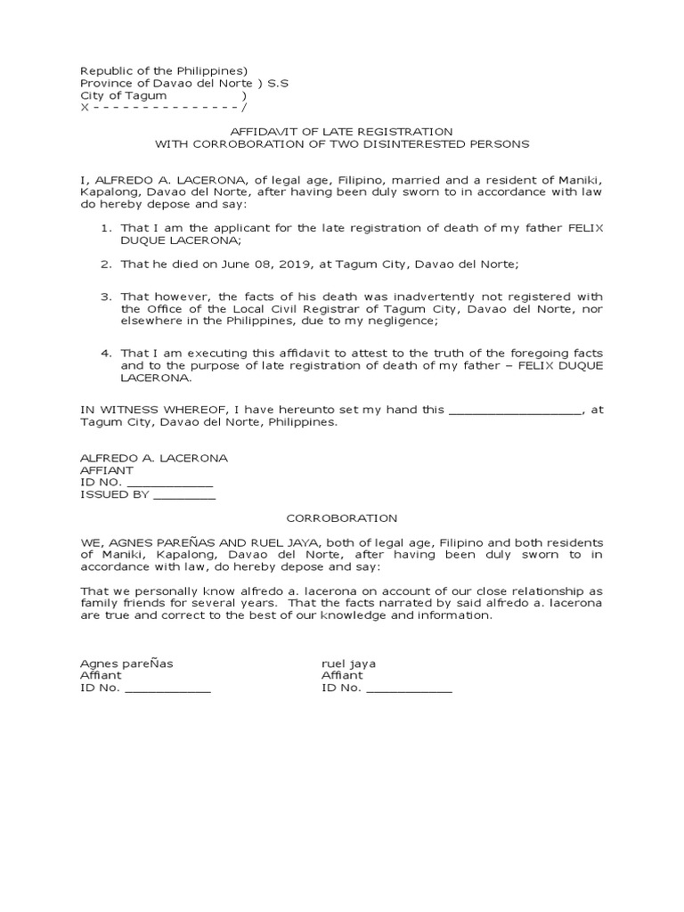 34 Affidavit of Late Registration | PDF