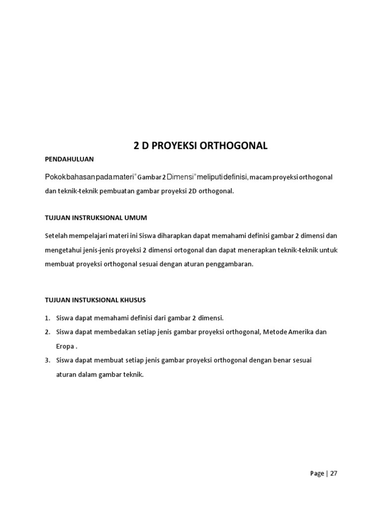 Proyeksi Orthogonal 2D: Metode dan Teknik | PDF