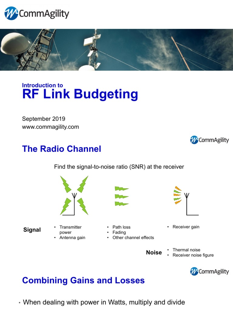 RF Link Budgeting: Introduction To | PDF | Decibel | Signal To Noise Ratio