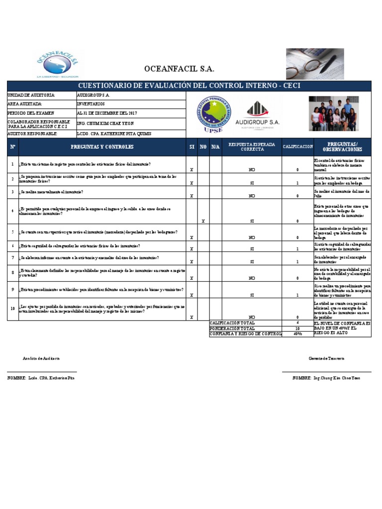 Cuestionario de Control Interno CECI | PDF | Business | Contabilidad y ...