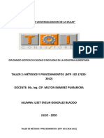 TALLER 2  METODOS Y PROCEDIMIENTOS ISO 17020 - 2012 (1)