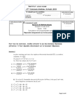 Epreuve de MathsAoût 19