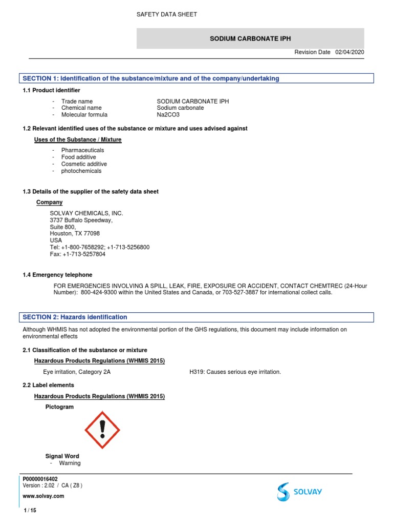 Sodium Carbonate Iph PDF | PDF | Toxicity | Dangerous Goods