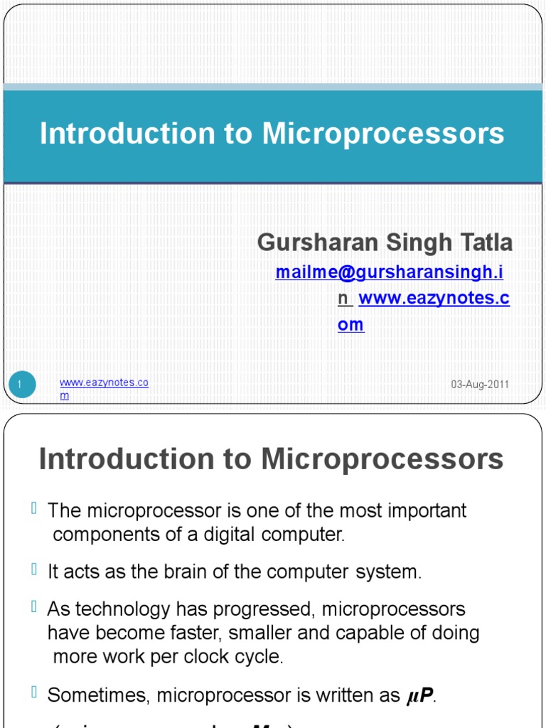 Introduction To Microprocessors: Gursharan Singh Tatla | PDF | Central ...