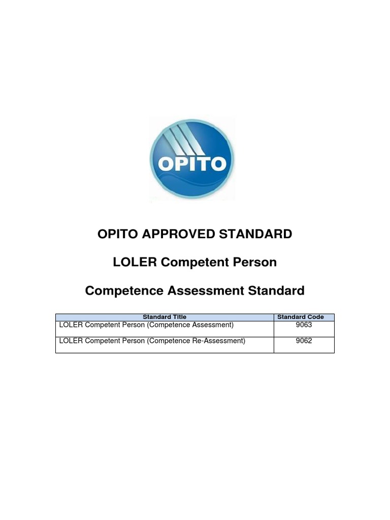 Loler Competent Person Competence Assessment Valid From 01032016 | PDF ...