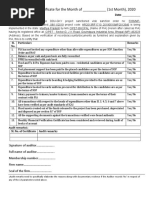 SF 8.10A Audit Certificate For The Month of - (1st Month), 2020