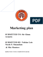 Marketing Plan: Submitted To: Sir Glenn Araneta SUBMITTED BY: Nolrine Lois Nicole S. Omandam & Mia Montero