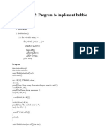 Experiment 12: Program To Implement Bubble Sorting: Algorithm