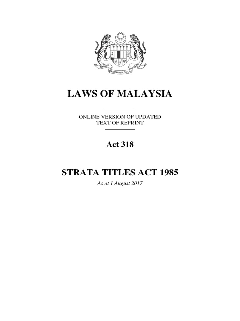 Strata Titles Act 1985 (2017) | PDF | Land Lot | Government Information