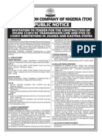 INVITATION TO TENDER FOR THE CONSTRUCTION OF 391km 132kV DC TRX LINE AND FIVE 132kV SUBSTATION IN JIGAWA AND KATSINA STATE