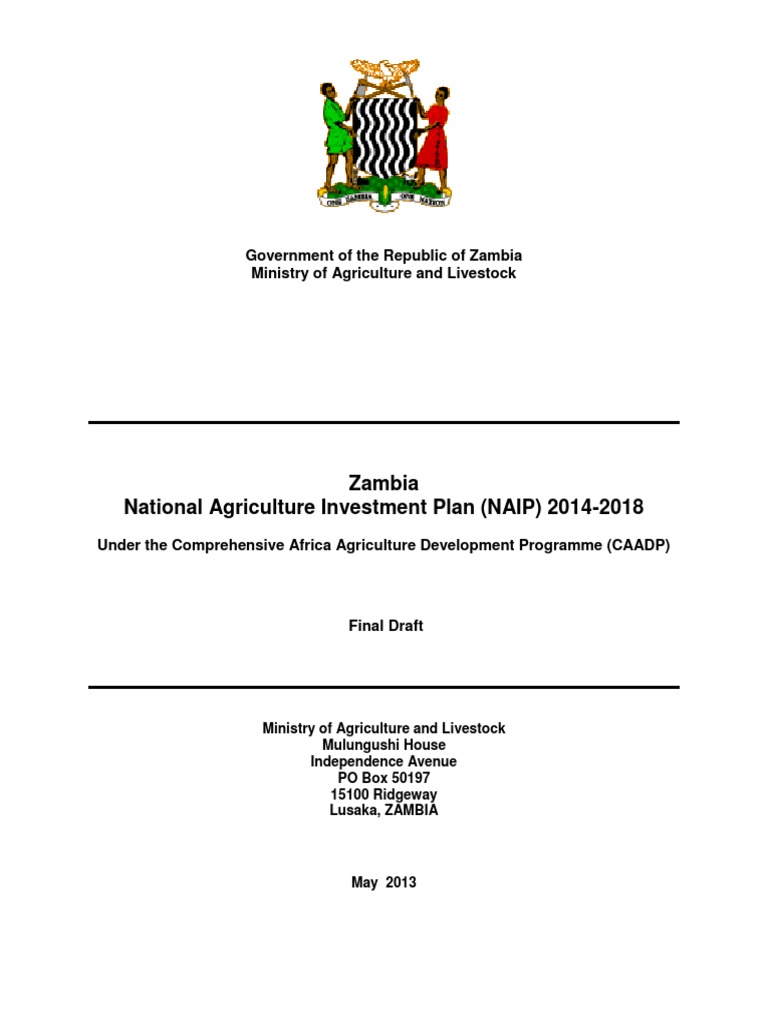 Zambia National Agriculture Investment Plan | PDF | Rural Poverty ...
