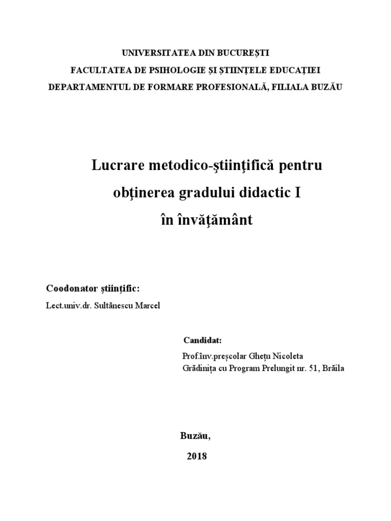 Lucrare Metodico-Stiintifica Pentru Obti | PDF