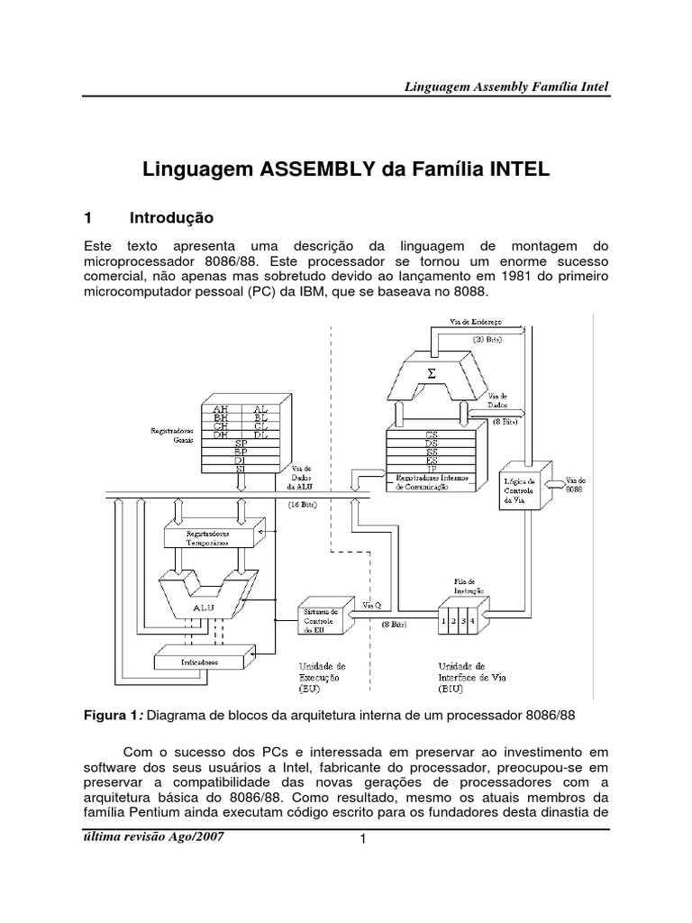 Linguagem Assembly PDF | PDF | Microprocessador | Linguagem Assembly