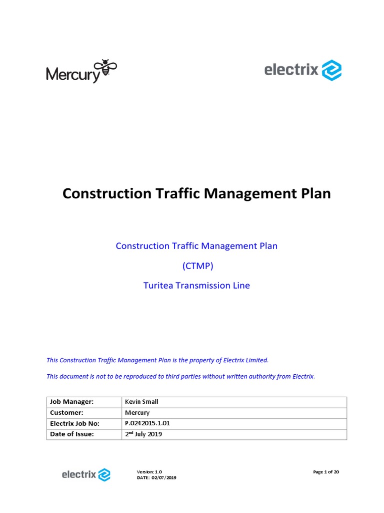 Construction Traffic Management Plan (CTMP) Turitea Transmission Line ...