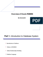 Oracle RDBMS Overview of Architecture, Components and Processes