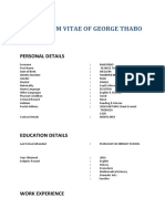 Curriculum Vitae of George Thabo Masondo: Personal Details