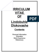 Curriculum Vitae OF Lindobuhle Dlokovashe: Personal Information Education Work Experience References