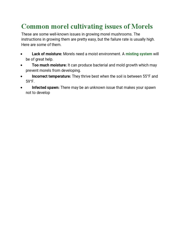 Cultivation Issues of Morels PDF