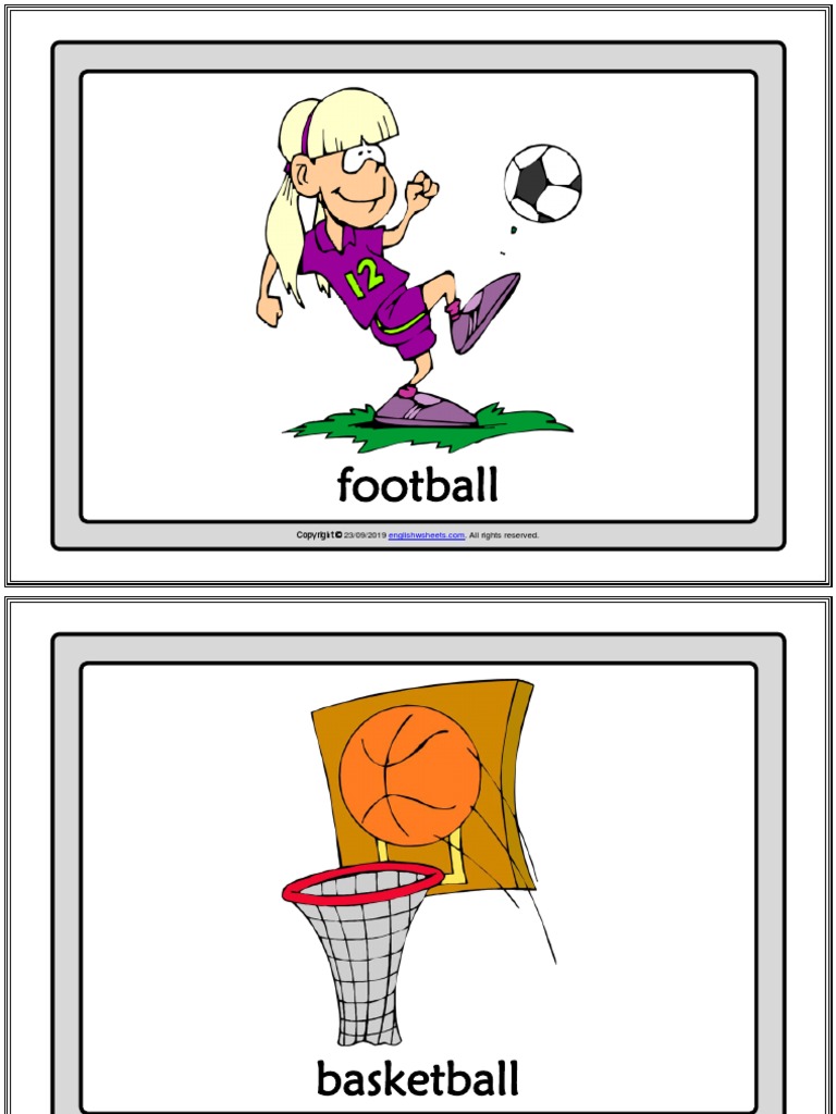 Sports Vocabulary Esl Printable Flashcards With Words For Kids | PDF ...