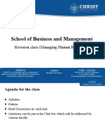 School of Business and Management: Revision Class (Managing Human Resources)