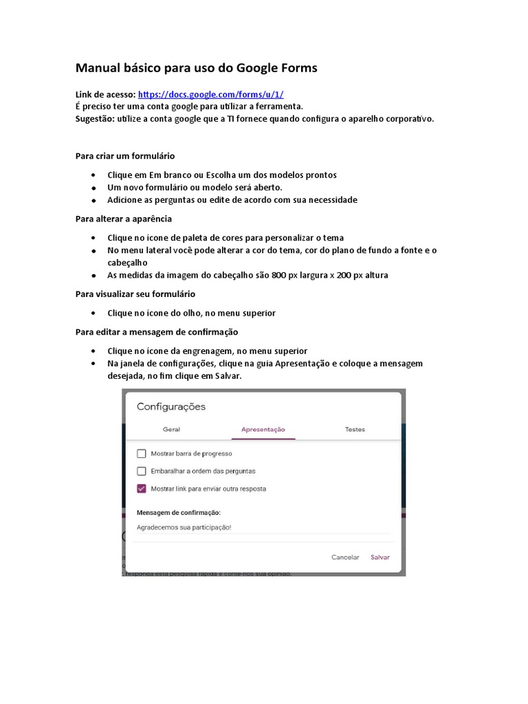 Guia Prático para Google Forms | PDF | Computadores