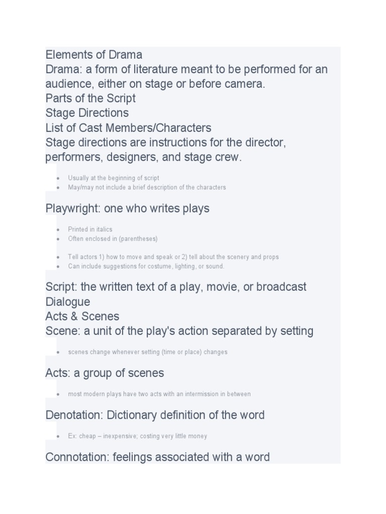 Elements of Drama PDF Play (Theatre) Plot (Narrative)