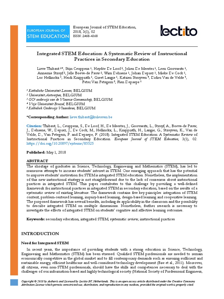 Integrated Stem Education A Systematic Review of Instructional ...
