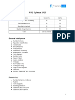 NBE Syllabus 2020: General Intelligence