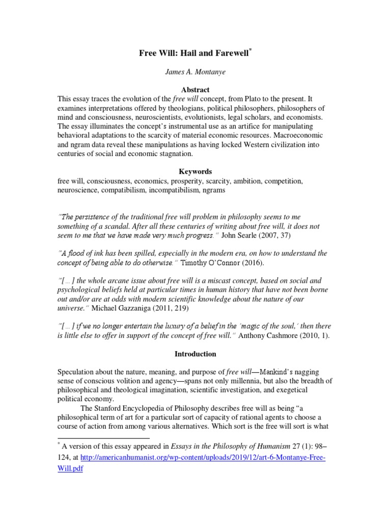 Free Will: A Philosophical Exploration | PDF | Free Will | Determinism