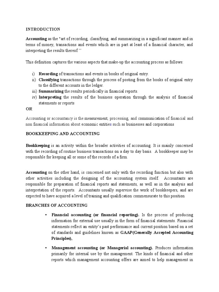 Introduction to Accounting Principles | PDF | Debits And Credits ...