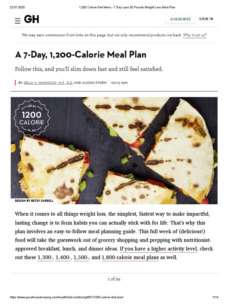 1,200 Calorie Diet Menu - 7 Day Lose 20 Pounds Weight Loss Meal Plan ...