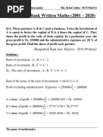 Bangladesh Bank Written Question 2001-2020